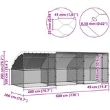  Kavez za piliće 3 pcs Srebrno 600 x 200 x 200 cm Čelik i PE | Eponuda.com