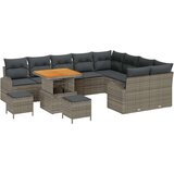  Set od 12 komada vrtnih sofa s jastučićima siva poliratan akacija Dvosedna vrtna sofa s pohranom i jastučićima siva poliratan | shoptok.hr