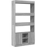  Visoka komoda siva boja hrasta 92x33x180 cm konstruirano drvo | shoptok.hr