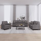 vidaXL 3-dijelni set sofa s jastucima sivi od umjetne kože Cijene