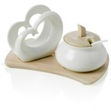 Brandani Set podstavek za serviete srce + sladkornica na bambusovem podstavku 20,5x12xh10cm / porcelan, (20454555) Cene