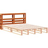 vidaXL vzglavje s policami voščeno rjava 160 cm trdna borovina, (21290827) | Shoptok.si