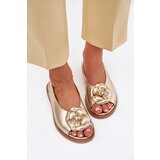 CheBello Leather Flat Sandals With Decoration 4642 Gold | shoptok.hr