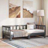  Dnevni ležaj na izvlačenje sivi 2x(90x190) cm masivna borovina | shoptok.hr