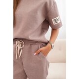 Kesi Włoski Women's viscose set with short sleeves and trousers beige | Shoptok.si