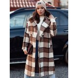 DStreet Płaszcz damski oversize MARIZZI długi w kratę beżowo-czekoladowy Cijene