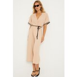 Cool & Sexy Women's Vanilla Ethnic Patterned Belted Jumpsuit | Shoptok.si