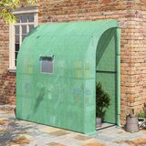 Outsunny Stenski rastlinjak za rastline in rože, vrtni rastlinjak z dvema policama, jeklo in PE, 200x100x215cm, (20747975) | Shoptok.si
