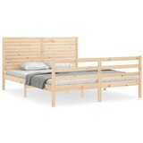 Maison Chic Posteljni okvir - Dvoposteljna postelja - Zakonska postelja z vzglavjem trden les-J16524, (21768559) | Shoptok.si