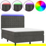 Maison Chic Box spring postelja - Vzmetna postelja z vzmetnico LED temno siva 140x190 cm žamet SL22302, (21901686) | Shoptok.si