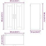 vidaXL Stenska kuhinjska omarica Bela 60 x 31 x 80 cm Konstruiran les | Shoptok.si