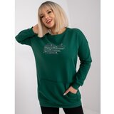 Fashion Hunters Dark green plus size sweatshirt with Desiree long sleeves Cene