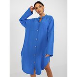 Fashion Hunters OCH BELLA blue shirt dress with pockets Cene