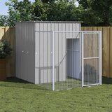 vidaXL Kućica za pse s igralištem svjetlosiva 165x251x181 cm čelična Cijene