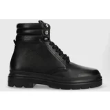 Calvin Klein Kožne čizme Combat Boot Pb Lth za muškarce, boja: crna