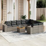 Maison Chic Seti vrtnega pohištva - Vrtna garnitura - Vrtni pohištvo set 10-delna z blazinami siv poli ratan, (21812080) | Shoptok.si