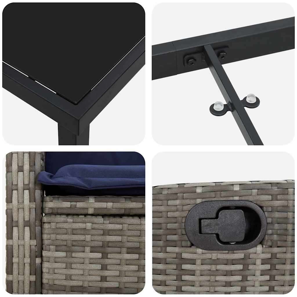  Vrtni set za objed s jastukom 7 pcs Siva poliratan | shoptok.hr