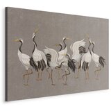  Slika - Crane dance – bright silhouettes of birds against a warm grey background with texture 60x40 Standard | shoptok.hr