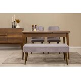 Hanah home vina 02 0701 walnut grey produživi trpezarijski sto, stolice i konzola (5 komada)) Cene