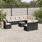 Maison Chic Seti vrtnega pohištva - Vrtna garnitura - Vrtni pohištvo set 11-delna z blazinami črn poli ratan, (21816235) | Shoptok.si