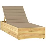 Maison Chic Ležalnik - Sončna ležalnik z bež blazino impregnirana borovina, (22042794) | Shoptok.si
