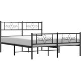  Metalni okvir kreveta uzglavlje i podnožje crni 120x190 cm | shoptok.hr