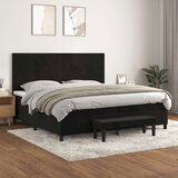  Box spring postelja z vzmetnico črna 200x200 cm žamet, (20895717) | Shoptok.si