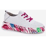 VINCEZA Women's Leather Sneakers On Patterned Platform | shoptok.hr