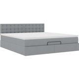 vidaXL Otomanski posteljni okvir z vzmetnico siv 160x200 cm blago | Shoptok.si