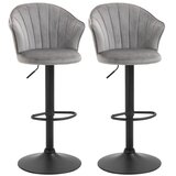 Nesta Barski stoli 2 kosa, vrtljivi z naslonjalom, nastavljiva vi&amp;scaron;ina, sivi žametni videz, brez naslonjal za roke, 51,5x57,5x93&amp;ndash;114,5 cm, (5000493700) Slike