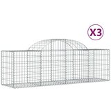  Obokana gabionska košara 3 kosi 200x50x60/80cm pocinkano železo | Shoptok.si