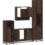  4-dijelni set kupaonskog namještaja boja smeđeg hrasta drveni | shoptok.hr