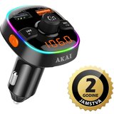 Akai FM transmiter, 2xUSB punjač, BT, HandsFree, microSD, 12-24V, crni FMT-52BT | shoptok.hr