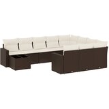 Maison Chic Seti vrtnega pohištva - Vrtna garnitura - Vrtni pohištvo set 11-delna z blazinami rjava poli ratan, (21815517) | Shoptok.si