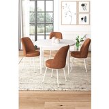 Hanah home Tor - White, Tile Red WhiteTile Red Dining Table & Chairs Set (5 Pieces) | ePonuda.com