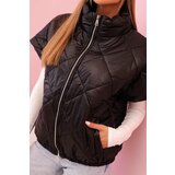 Kesi Włoski Women's quilted vest with short sleeves and a stand-up collar black | Shoptok.si