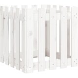 vidaXL Vrtno korito z ograjico belo 50x50x50 cm trdna borovina | Shoptok.si