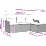 vidaXL 4-delni vrtni kavčni set z blazinami - Bež poli ratan | Shoptok.si