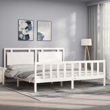  Kreveta s uzglavljem bijeli 180 x 200 cm od masivnog drva | shoptok.hr