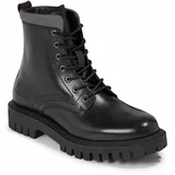 Tommy Hilfiger Pohodni čevlji Premium Casual Chunky Lth Boot FM0FM04756 Black BDS