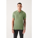 Avva Men's Water Green Polo Collar Textured Ribbed Standard Fit Regular Fit Knitwear T-shirt | ePonuda.com