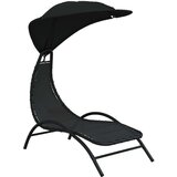 vidaXL Ležaljka sa sjenilom crna 167 x 80 x 195 cm od tkanine i čelika | shoptok.hr