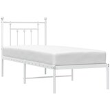 Metalni okvir krevet bez madraca s uzglavljem bijeli 75x190 cm | shoptok.hr