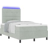 vidaXL Box Spring Krevet s Madracem & LED Svjetlom Svjetlosiva 120x200 cm Baršun | shoptok.hr
