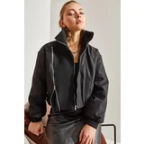 Bianco Lucci Women's Zippered Bomber Coat