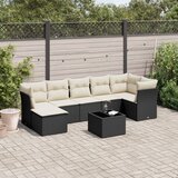 Maison Chic Seti vrtnega pohištva - Vrtna garnitura - Vrtni pohištvo set 8-delna z blazinami črn poli ratan, (21800838) | Shoptok.si