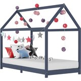  Otroški posteljni okvir siv iz trdne borovine 90x200 cm | Shoptok.si