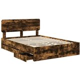 vidaXL konstrukcija postelje s predalom dimljeni oreh 140 x 190 cm, (5000113628) | Shoptok.si