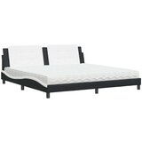 Postelja z vzmetnico črna in bela 200x200 cm umetno usnje, (21143001) | Shoptok.si