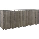 vidaXL lopa za štiri smetnjake siva 274x80x117 cm poli ratan | Shoptok.si